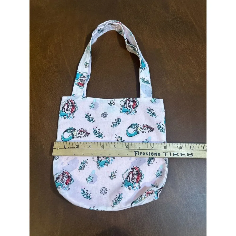 Aerial Little Mermaid Cotton Tote Bag Hand Made 9x9 Snap Button